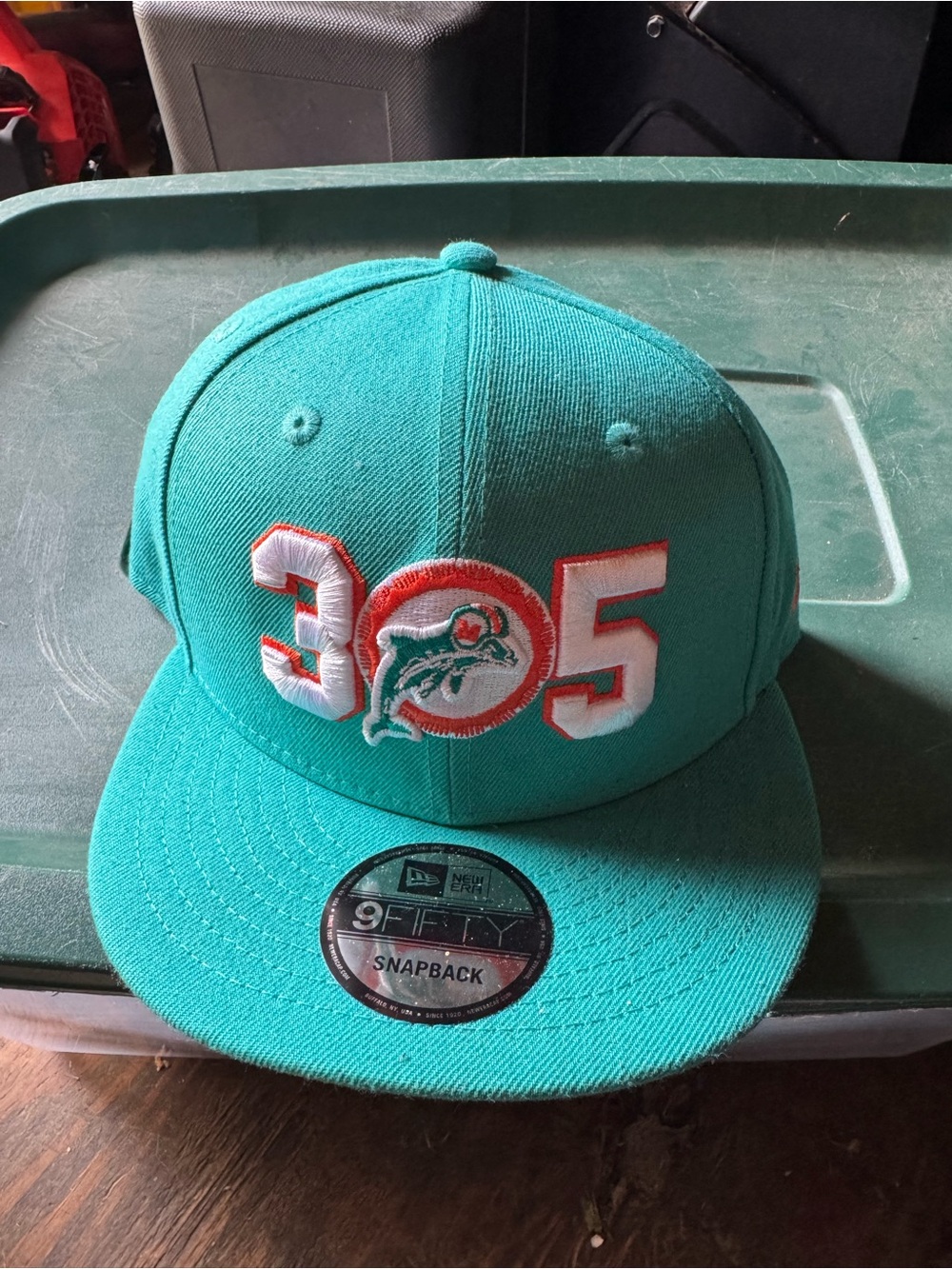 New Era Teal Miami Dolphins 305 Snapback Cap with Orange & White Accents